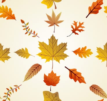 Autumn tree leaves composition seamless pattern background. EPS10 vector file organized in layers for easy editing.