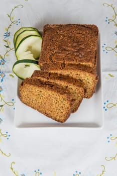 Vegetarian cake made of zucchini, ginger and lemon peel
