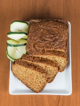 Vegetarian cake made of zucchini, ginger and lemon peel