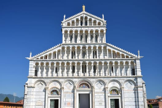 Façade of cathedral on Square of Miracles in Pisa, Italy