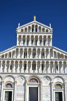 Façade of cathedral on Square of Miracles in Pisa, Italy