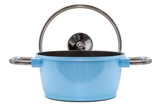 Cooking pot blue cut-off on white