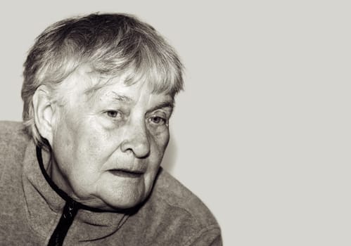 Pensioner Portrait Black and white,insulated