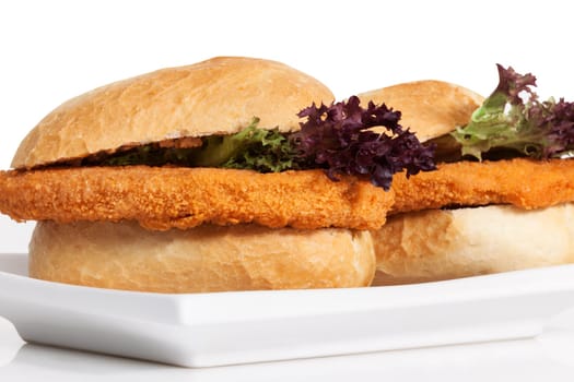 Chicken Burger,Sandwich. Isolated on white background.