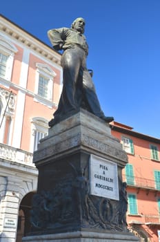 The statue and square of Giuseppe Garibaldi in Pisa, Italy