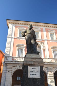 The statue and square of Giuseppe Garibaldi in Pisa, Italy