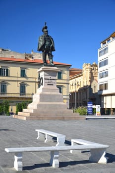 The statue and square of Vittorio Emanuele II in Pisa, Italy