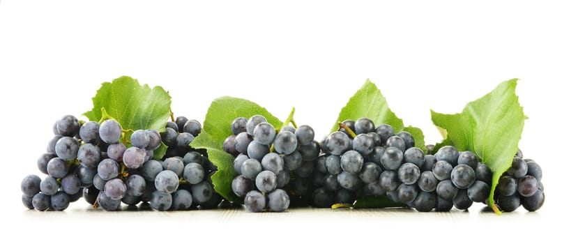 Bunch of fresh red grapes isolated on white