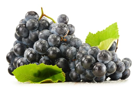 Bunch of fresh red grapes isolated on white