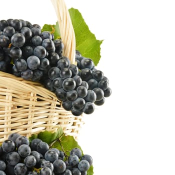 Bunch of fresh red grapes isolated on white