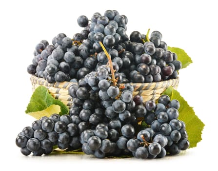 Bunch of fresh red grapes isolated on white