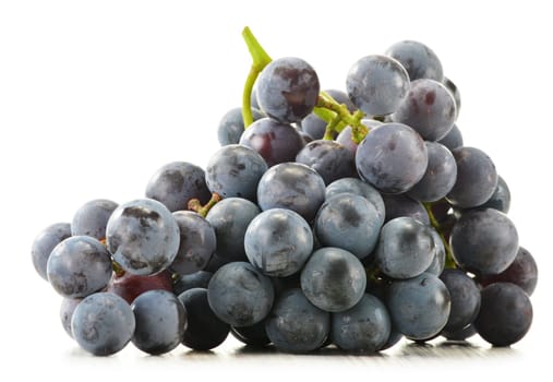 Bunch of fresh red grapes isolated on white