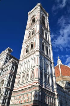 Spectacular view of famous marble cathedral Santa Maria del Fiore in Florence, Italy