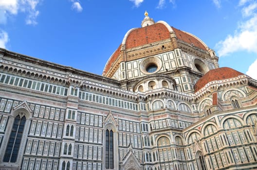 Spectacular view of famous marble cathedral Santa Maria del Fiore in Florence, Italy