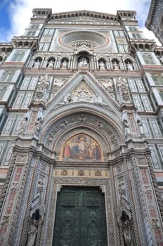 Spectacular view of famous marble cathedral Santa Maria del Fiore in Florence, Italy