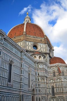 Spectacular view of famous marble cathedral Santa Maria del Fiore in Florence, Italy