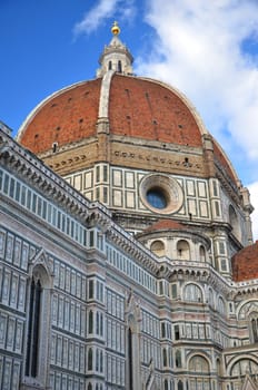 Spectacular view of famous marble cathedral Santa Maria del Fiore in Florence, Italy