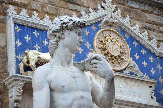 Brilliant sculpture of David by Michelangelo on the Piazza della Signoria in Florence, Italy