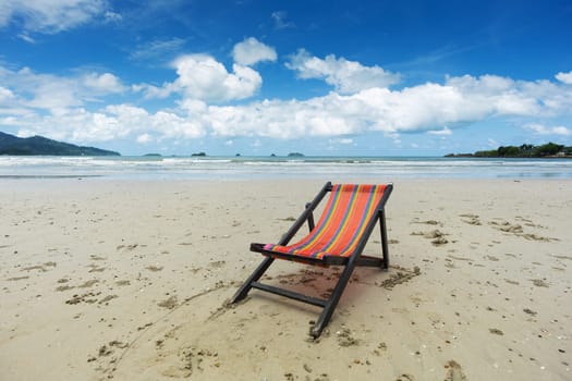 Holidays on the beach,deckchair by the sea to relax