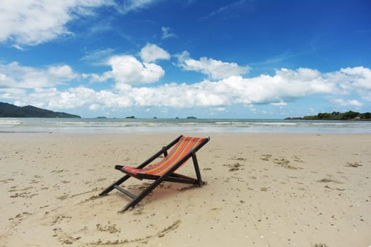 Holidays on the beach,deckchair by the sea to relax