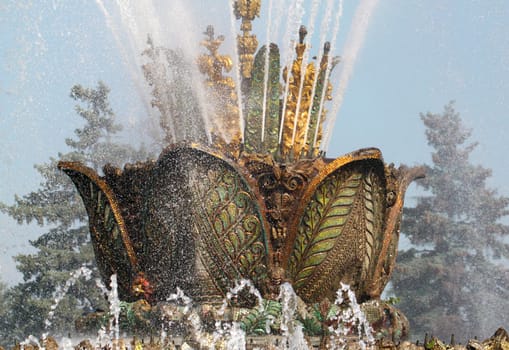 Beautiful Fountain stone flower exhibition in Moscow at ENEA