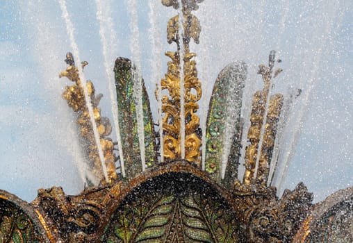 Beautiful Fountain stone flower exhibition in Moscow at ENEA