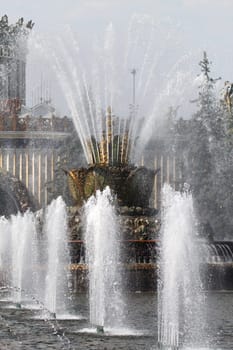 Beautiful fountain in Moscow at the exhibition