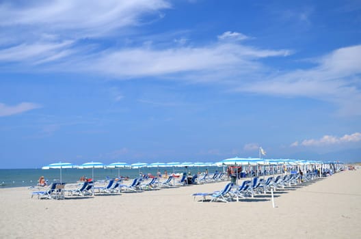 Picturesque view on Italian sandy beach Marina di Vecchiano nearby Pisa, Tuscany – Italy