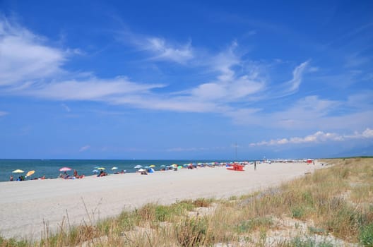 Picturesque view on Italian sandy beach Marina di Vecchiano nearby Pisa, Tuscany – Italy