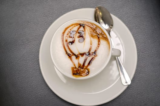 coffee decorated with hot air balloon