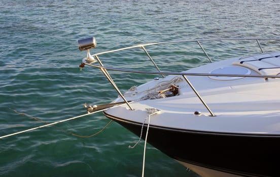 white yacht is in port