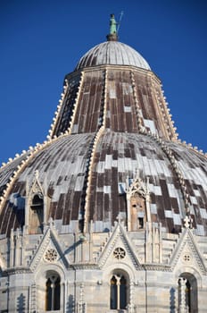 The famous baptistery on Square of Miracles in Pisa, Italy
