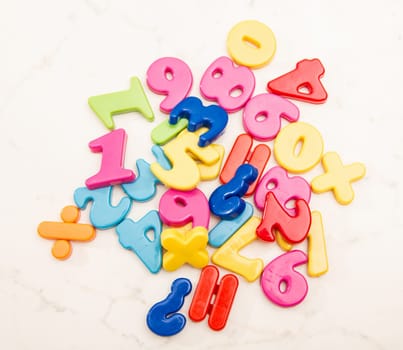 A pile of plastic numbers.