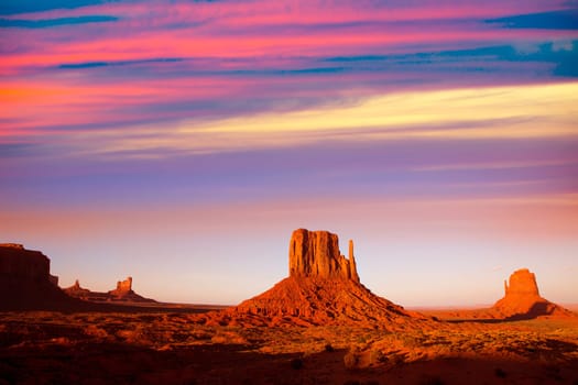 Monument Valley West Mitten and Merrick Butte sunset Utah