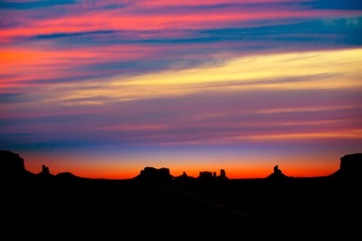 Sunrise on US 163 Scenic road to Monument Valley Park Utah
