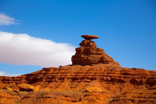 Mexican Hat rock US 163 Scenic road near Monument Valley in Utah