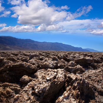 Devils golf course Death Valley salt clay formations National Park California