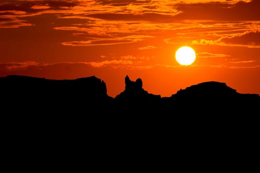 Sunset on US 163 Scenic road to Monument Valley Park Utah