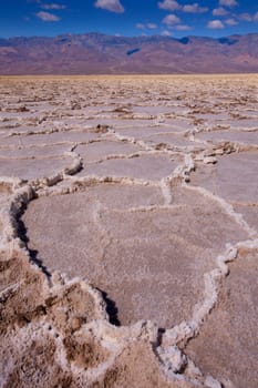 Badwater Basin Death Valley salt formations in California National Park