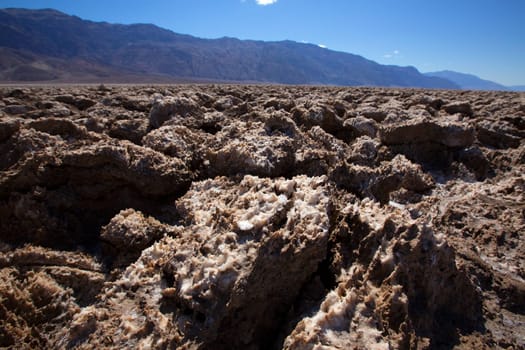 Devils golf course Death Valley salt clay formations National Park California