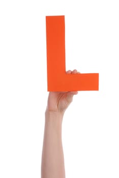 A Hand With an Orange L, Isolated