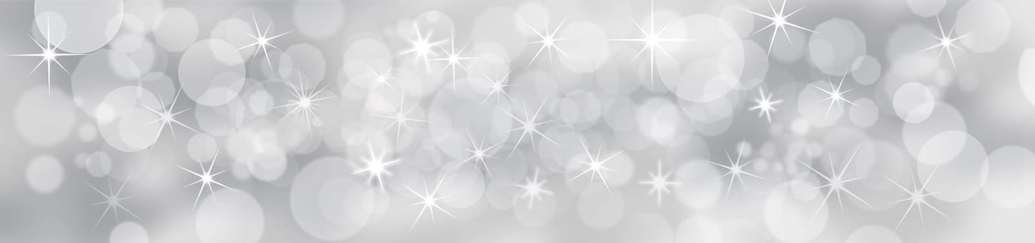 Silver Christmas or Festive Background With Bokeh and Stars