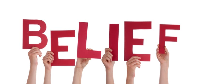 Many People Holding the Red Word Belief, Isolated