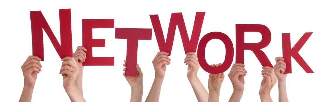 Many Hands Holding the Red Word Network, Isolated