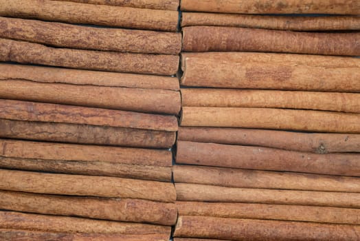Cinnamon sticks set and star anise showing its wooden texture