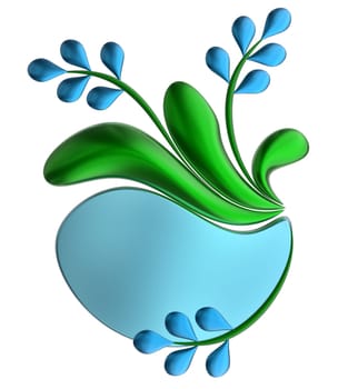Green and blue form with leafs and flowers