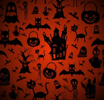 Happy Halloween elements seamless pattern background. EPS10 Vector file organized in layers for easy editing.