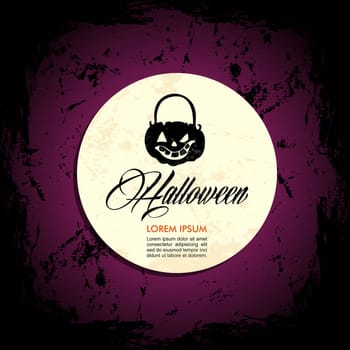 Halloween full moon pumpkin lantern composition, customizable text over grunge background. EPS10 Vector file organized in layers for easy editing.