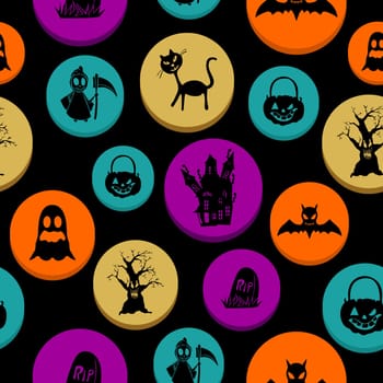 Happy Halloween colorful elements seamless pattern background. EPS10 Vector file organized in layers for easy editing.