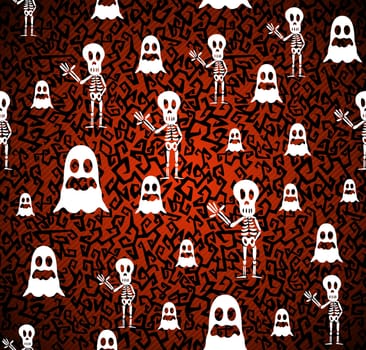 Happy Halloween ghosts and skeletons seamless pattern background. EPS10 Vector file organized in layers for easy editing.